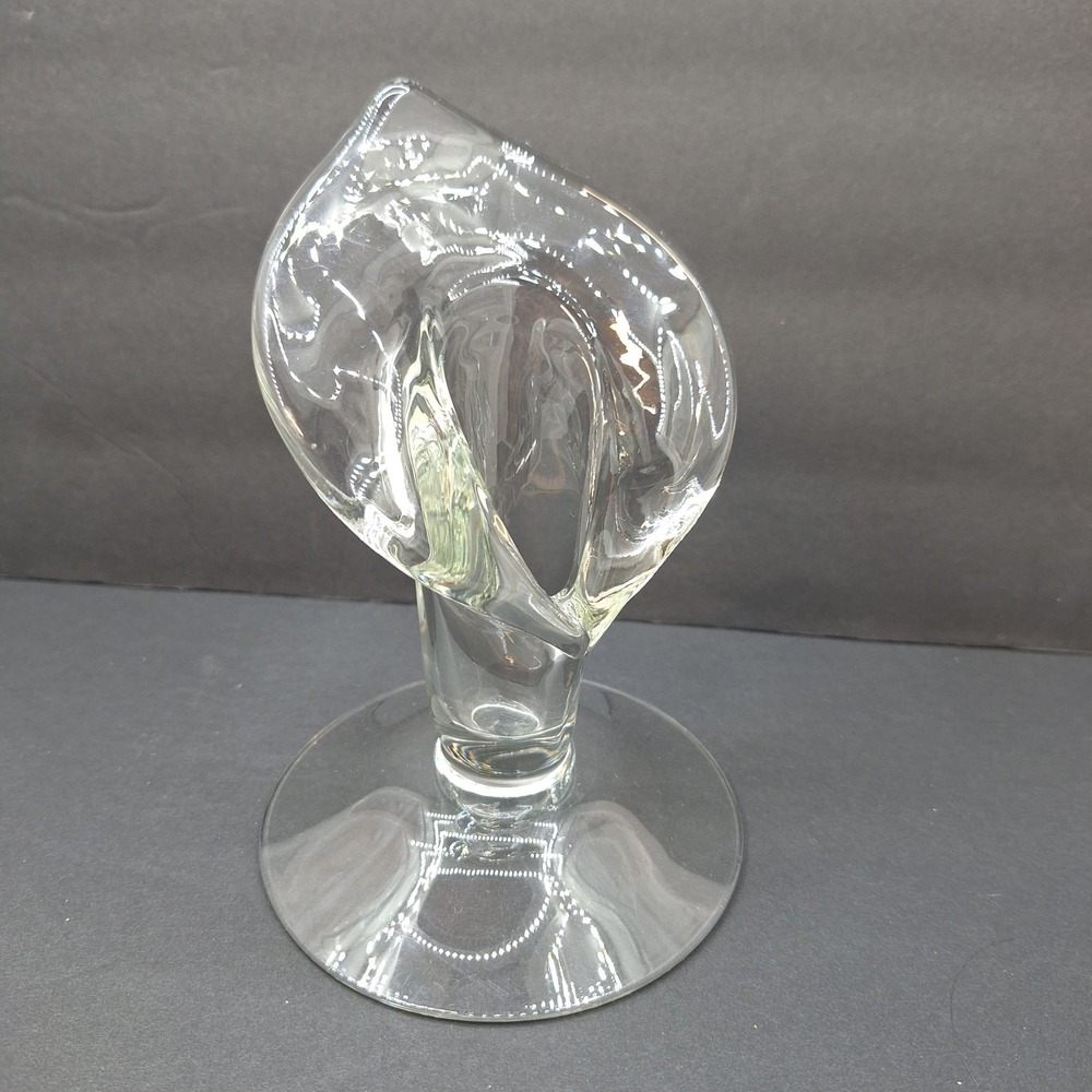 Vintage Cambridge Glass Clear Calla Lily Candlestick Holder Jack‎ In Pulpit